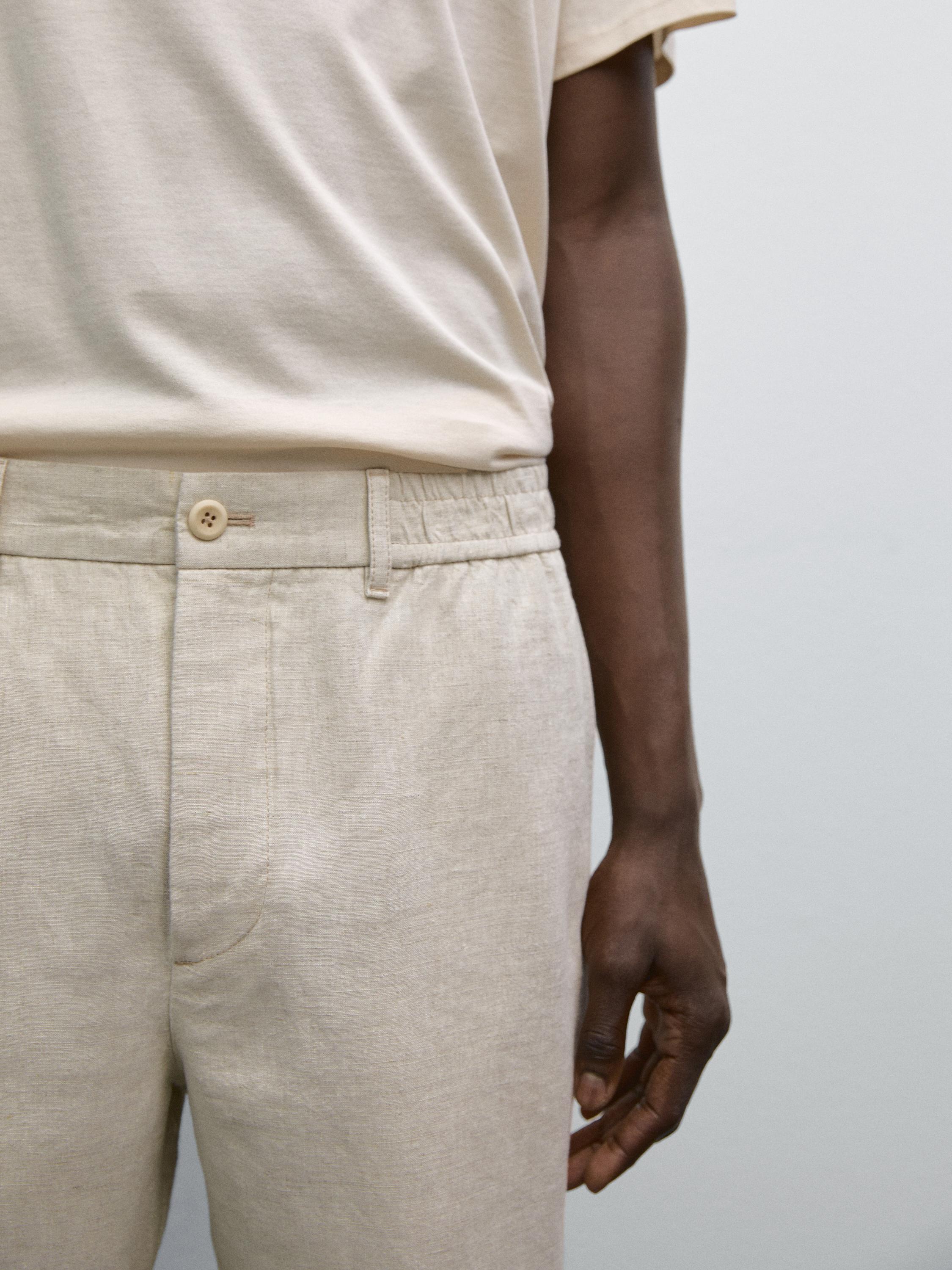 100% linen jogger fit trousers